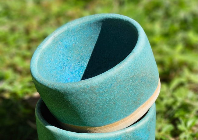 Tasse sans anse turquoise - sérénité et chaleur